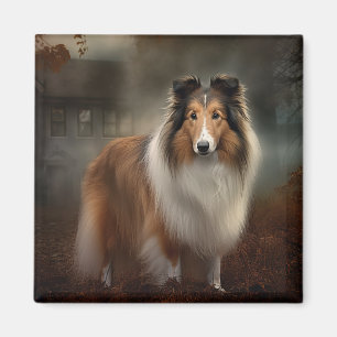 Aimant Shetland Sheepdog Halloween effrayant