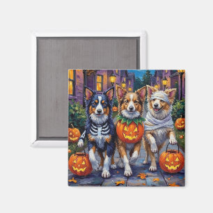 Aimant Shetland Sheepdogs en costumes d'Halloween