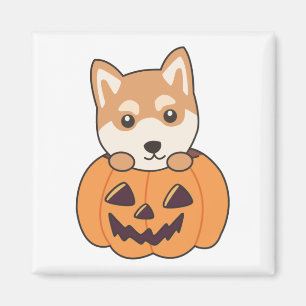 Aimant Shiba Inu En Chiens Doux Citrouilles Joyeux Hallow