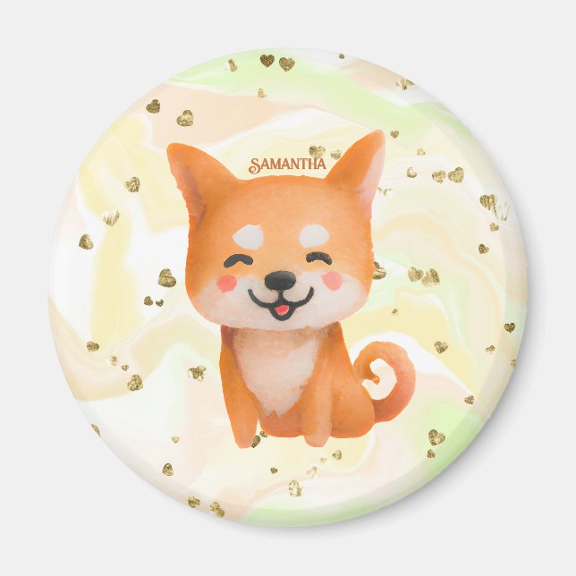 Aimant Shiba Inu souriant mignon (Devant)