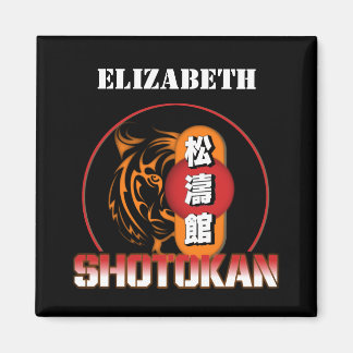 Aimant Shotokan Karate Tiger et japonais Kanji Votre nom