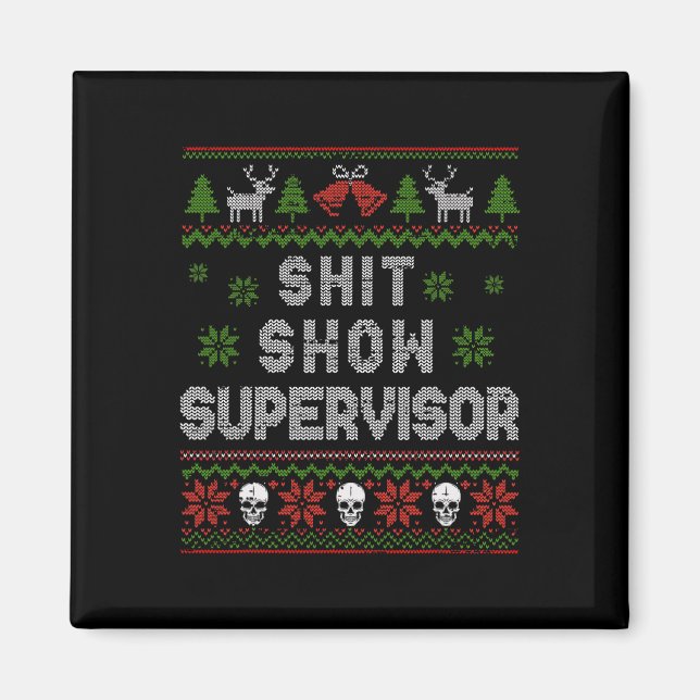 Aimant -show Superviseur Chandail de Noël Drôle Mauvais N (Devant)