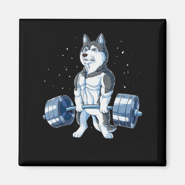 Aimant Sibérie Husky Weighlifting Funny Deadlifts Hommes (Devant)