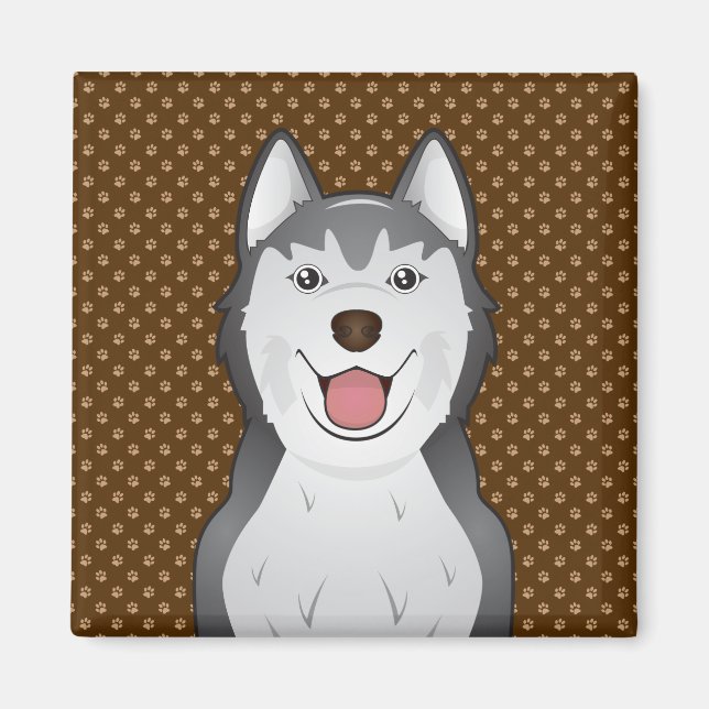 Aimant Sibérien Husky Chien pattes de dessin (Devant)