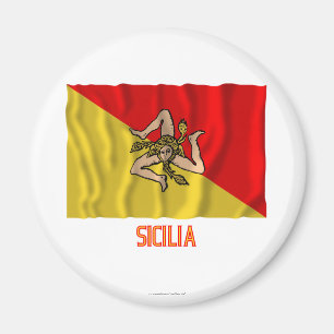 Aimant Sicilia agitant drapeau avec nom