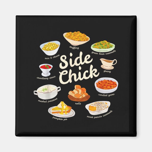 Aimant Side Chick Funny Thanksgiving Sides Retro Food Tha (Devant)
