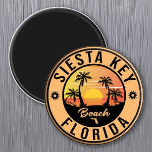 Aimant Siesta Key Florida Palm Tree Beach Vintage voyage