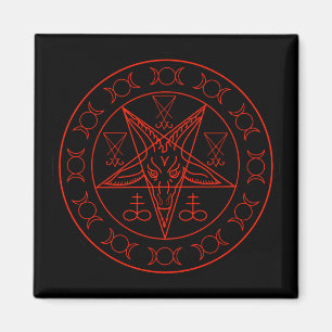 Aimant Sigil de Baphomet triple lune et sigil de lucifer
