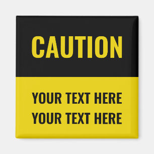 Aimant Signal de mise en garde texte personnalisé jaune 