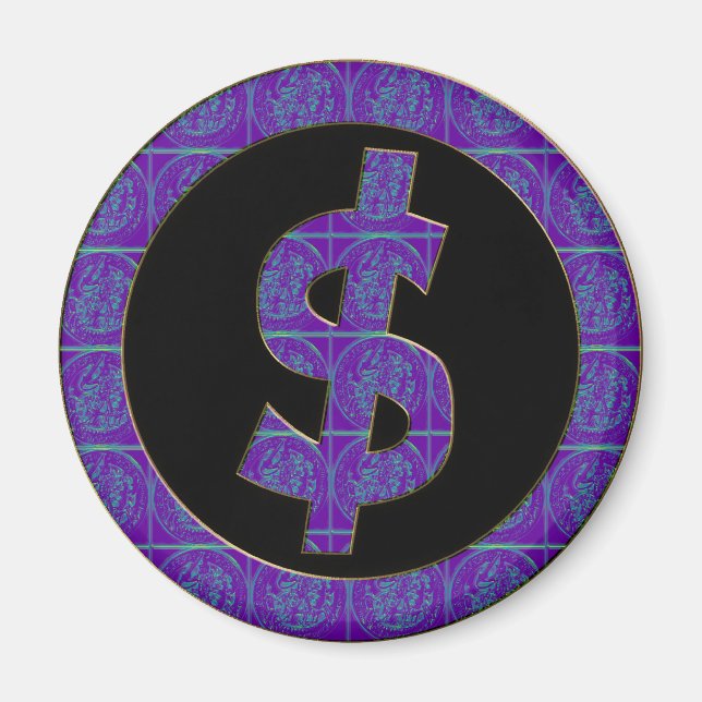 AIMANT SIGNE DE DOLLAR RÉTRO PURPLE (Devant)