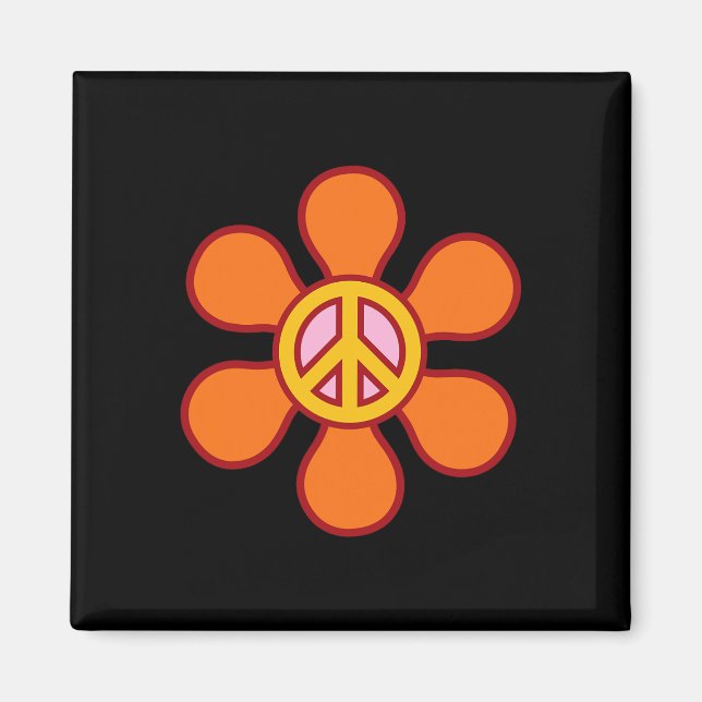 Aimant SIGNE DE PAIX AMOUR 60s les années 70 Super hippie (Devant)