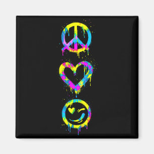 Aimant Signe de Paix Cœur Sourire Visage Tie Dye Hippie G