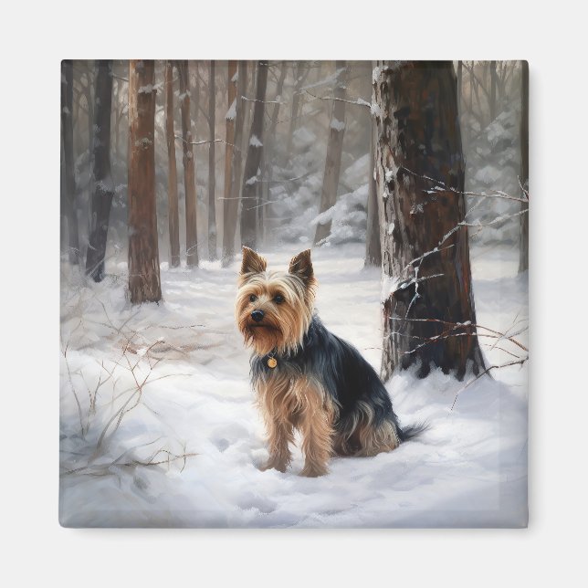 Aimant Silencieux Terrier Laisser Il Neige Noël (Devant)