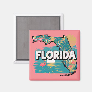 Aimant Silhouette de Floride rétro