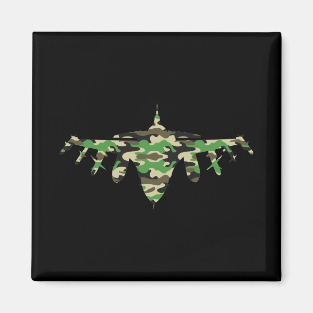 Aimant Silhouette de l'avion de camouflage Military Jet (Devant)