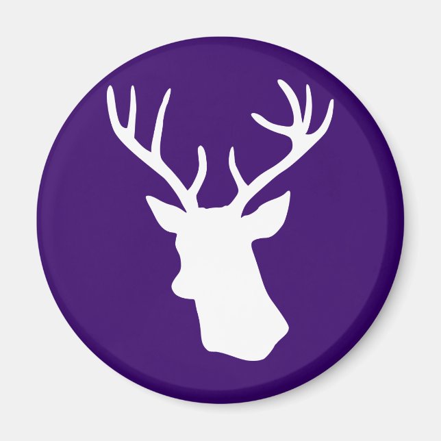Aimant Silhouette de tête de cerf blanc - violet foncé (Devant)