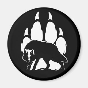 Aimant Silhouette et empreinte du loup