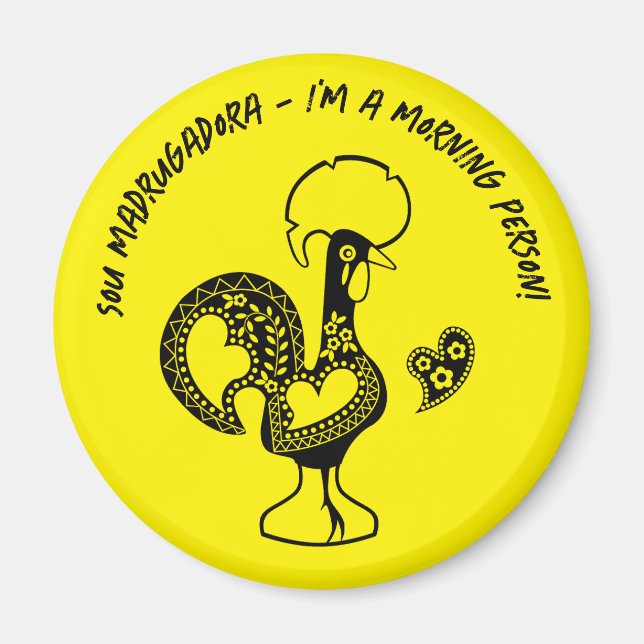 Aimant Silhouette Moderne du Rooster Early Riser portugai (Devant)