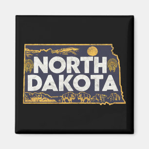 Aimant Silhouette rétro du Dakota du Nord