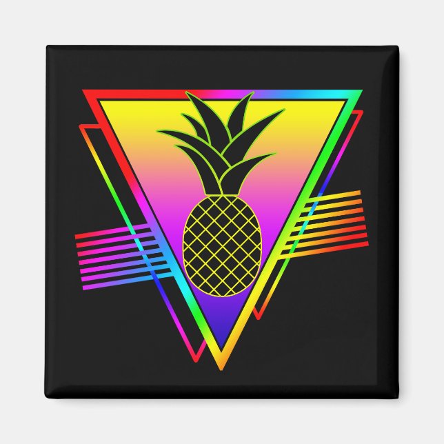 Aimant Silhouette Rétro Moderne Ananas Fruit D'été (Devant)