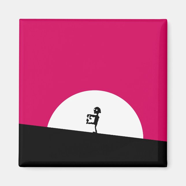 Aimant Silhouette Zombie avec Pleine lune (Devant)