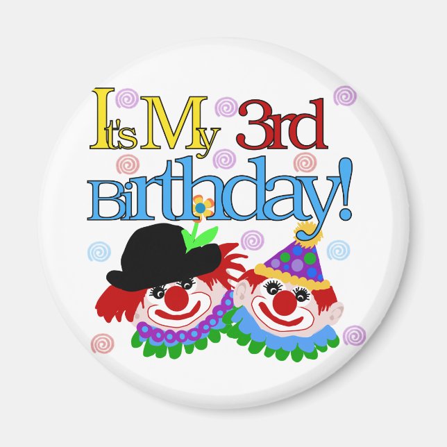 Aimant Silly Clowns 3e Anniversaire Tshirts et cadeaux (Devant)