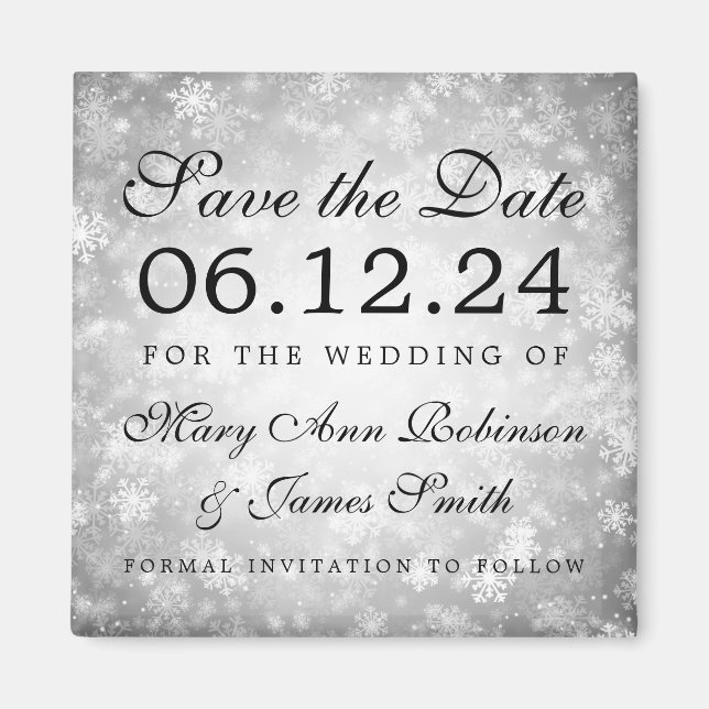 Aimant Silver Winter Wonderland Winter Enregistrer La Dat (Devant)