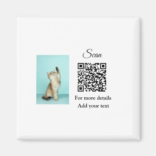 Aimant Simple animal name details QR code add text photo (Devant)