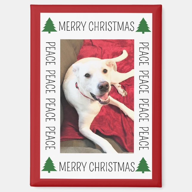 Aimant Simple Christmas Photo Frame of Funny Smiling Dog (Recto)