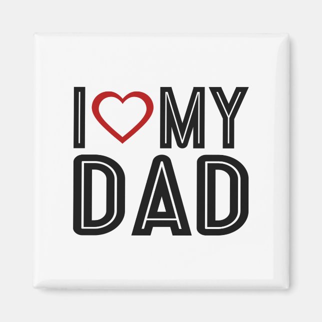 Aimant Simple J'Aime Le Coeur Ma Typographie Papa | Magne (Devant)