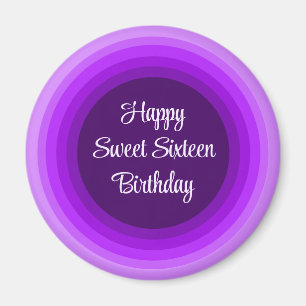 Aimant Simple Jappy Sweet 16 Anniversaire violet arc-en-c