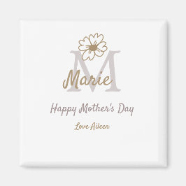 Aimant simple minimal mother's day monogram golden gray f