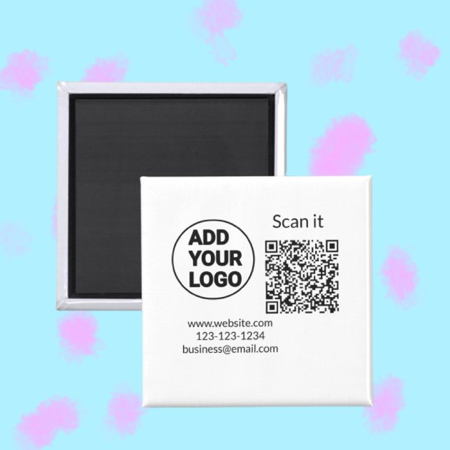 Aimant Simple minimum q r code ajouter logo code d'analys (Créateur téléchargé)