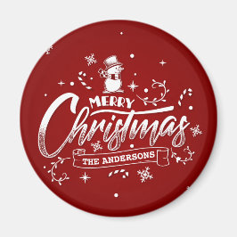 Aimant Simple Noël de bonhomme de neige personnalisé | Ma
