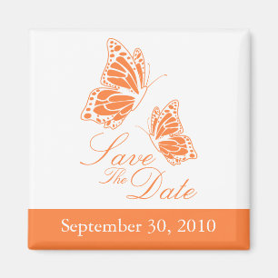 Aimant Simple Orange Papillon Enregistrer Le Mariage Date