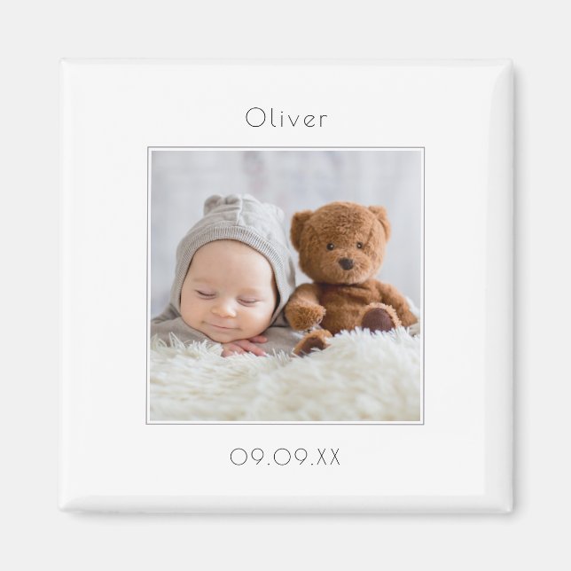 Aimant Simple Photo Baby Garder Faire-part de naissance (Devant)