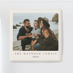 Aimant Simple Photo de Famille Minimaliste Beige Neutre