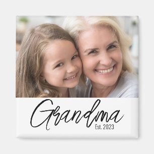 Aimant Simple Photo de grand-mère de l'année d'établissem