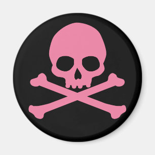 Aimant SImple Pink Skull and Crossbones