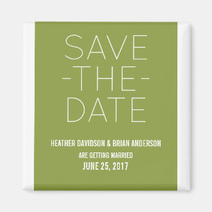 Aimant Simple Save the Date Magnet, Olive Green