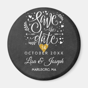 Aimant Simple Script Chalkboard Gold Heart Enregistrer la