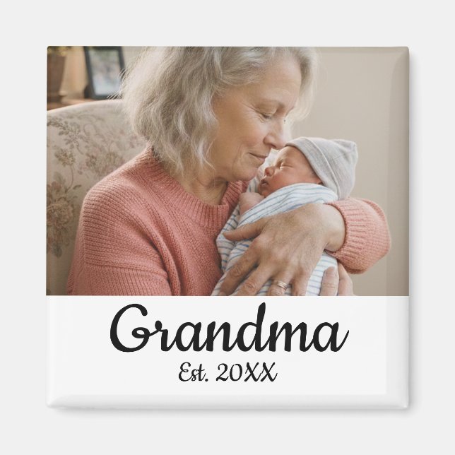 Aimant Simple Script Grandma Est. Year (Devant)