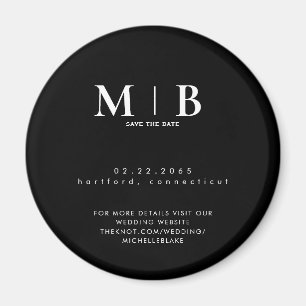 Aimant Simple & Sleek Monogram Wedding Save the Date  Mag