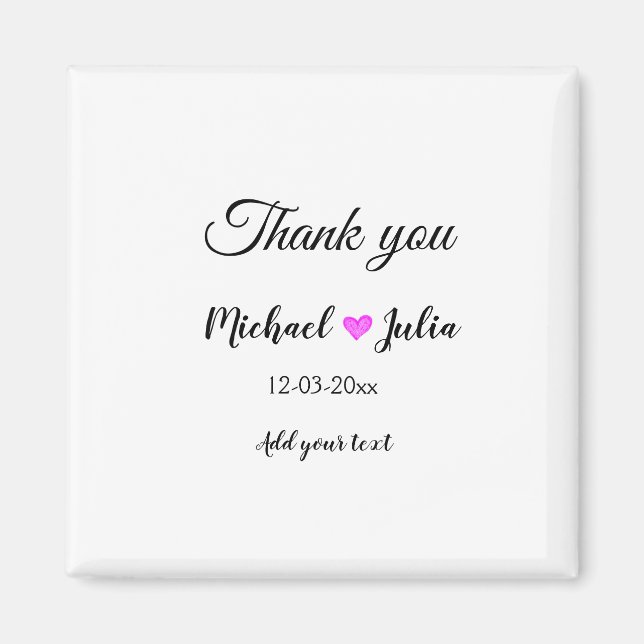 Aimant Simple thank you couple heart glitter (Devant)