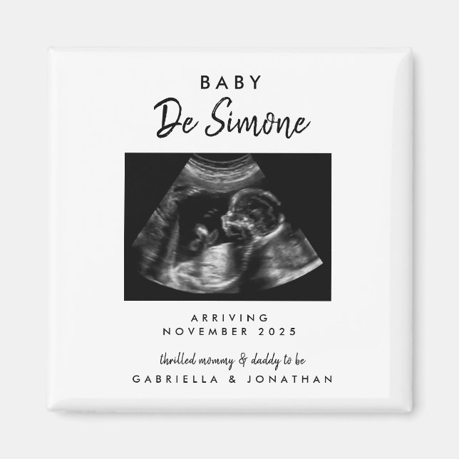 Aimant Simple Typography Sonogram Photo Pregnancy (Devant)