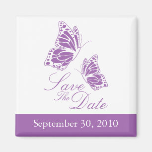 Aimant Simple Violet Papillon Enregistrer Le Mariage Date