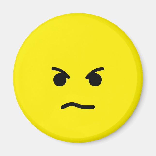 Aimant Simple visage jaune en colère (Devant)