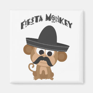 Aimant Singe de Fiesta avec un Mustach et un Sombrero mex