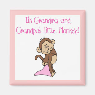 Aimant Singe de grand-maman et de grand-papa - rose