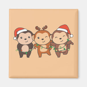 Aimant Singe Noël Animaux de Noël Mignons Singes Ma